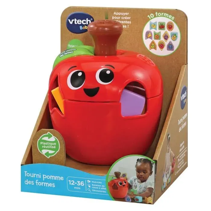 VTech Baby - Tourni Pomme des Formes - Jouet éducatif pour bébé 12 mois et plus - Apprentissage formes, fruits et couleurs - Multicolore, Rouge