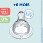 Dodie Initiation - Lot de 4 tétines rondes Débit 3 avec système 3 vitesses et valve anti-colique pour bébés de plus de 6 mois