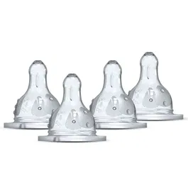 Dodie Initiation - Lot de 4 tétines rondes Débit 3 avec système 3 vitesses et valve anti-colique pour bébés de plus de 6 mois