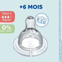 Dodie Initiation - Lot de 4 tétines rondes Débit 3 avec système 3 vitesses et valve anti-colique pour bébés de plus de 6 mois