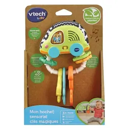 Vtech Baby Hochet Sensoriel Clés Magiques en bioplastique - Porte-clés musical lumineux multi-sensoriel pour bébé, développement sensoriel et cognitif