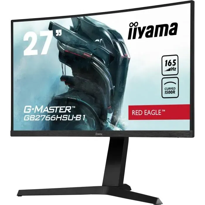 Iiyama GB2766HSU-B1 Ecran PC Gamer Incurvé 27" FHD 165Hz 1ms Dalle VA, FreeSync, Pied Réglable en Hauteur avec Hub USB, HDMI, DisplayPort
