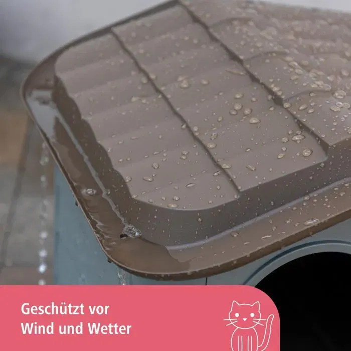 Kerbl - Maison extérieure pour chats Paola Eco - 60x51x41 cm - Gris et marron - En plastique recyclé