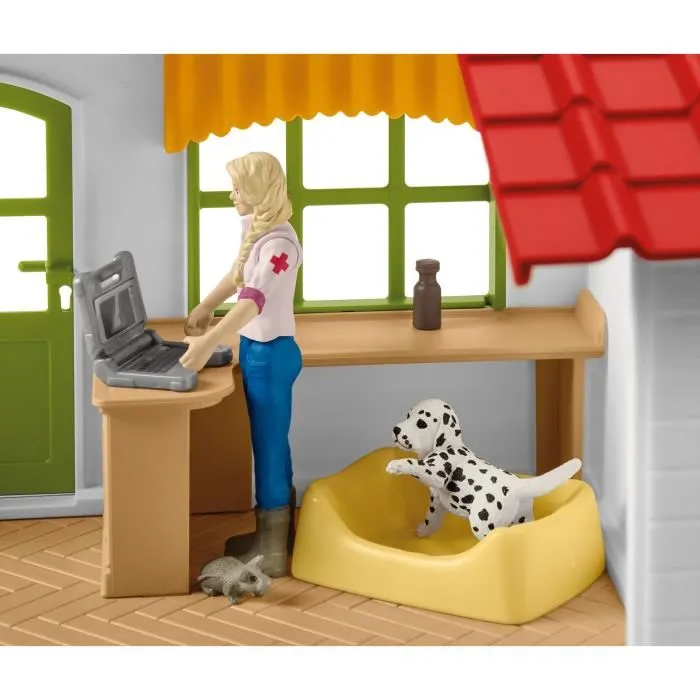 Schleich 42502 Farm World - Cabinet vétérinaire jouet, coffret de 43 pièces avec figurine, animaux de la ferme et accessoires pour enfants dès 3 ans