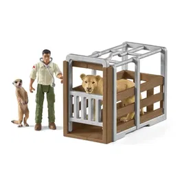 Schleich 42475 WILD LIFE - Coffret de jeu Gros camion de sauvetage d'animaux, 45 pièces avec figurines de ranger et animaux, jouet pour enfant dès 3 ans