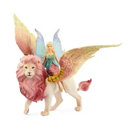 Schleich 70714 BAYALA - Figurine féerique Elfe détachable sur Lion ailé rose magique avec parties mobiles, pour enfants dès 5 ans