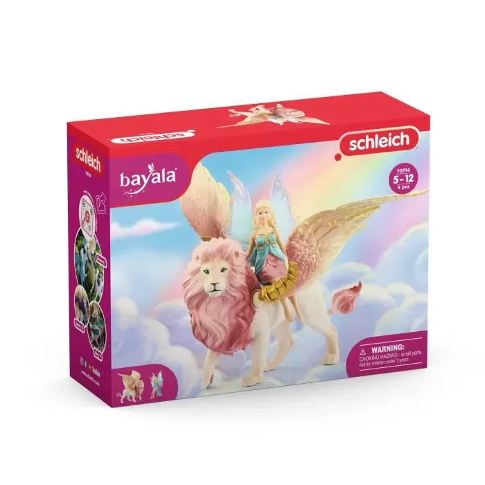 Schleich 70714 BAYALA - Figurine féerique Elfe détachable sur Lion ailé rose magique avec parties mobiles, pour enfants dès 5 ans