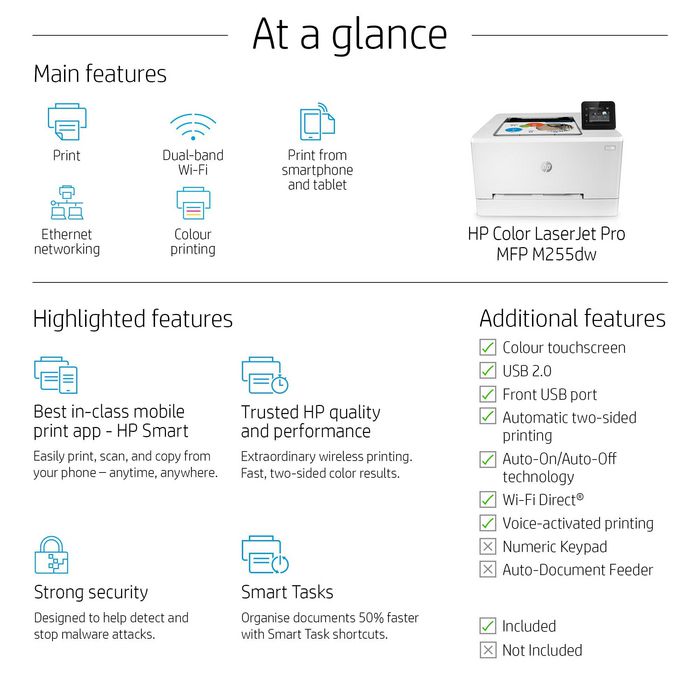 HP Imprimante Laser Jet Pro M255dw - Laser Couleur, WiFi, Impression Recto Verso Automatique, 22 ppm, A4