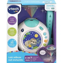 VTECH BABY - Veilleuse Lumi Nuit Enchantée pour Bébé - Projette des Images et Joue de la Musique Douce - Sans Fil - À partir de 3 Mois - Blanc