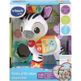 VTECH BABY Timéo, P'tit Zèbre d'Activités - Peluche musicale éducative pour bébé de 3 à 24 mois - Garantie 2 ans
