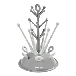 BEABA Egoutte-Biberons Arbre en Plastique Gris - Support de Séchage Hygénique pour 6 Biberons et Accessoires, Lavable au Lave-Vaisselle