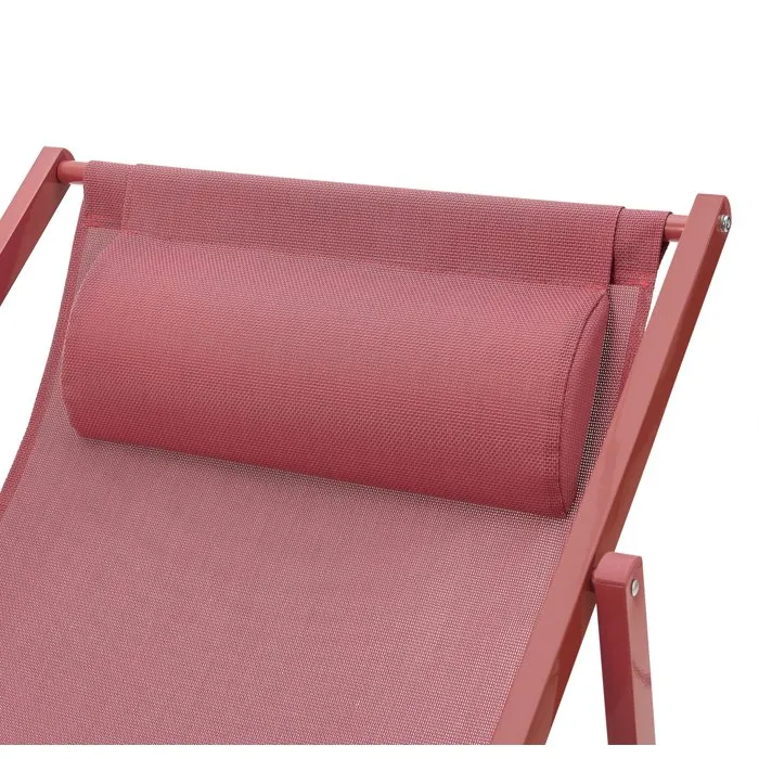 KAKI PAROS Chaise longue pliable de jardin, structure en acier, dimensions 63x104x85 cm, tissu Terracotta Textilene 2x1 - 5 kg