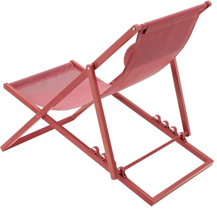 KAKI PAROS Chaise longue pliable de jardin, structure en acier, dimensions 63x104x85 cm, tissu Terracotta Textilene 2x1 - 5 kg