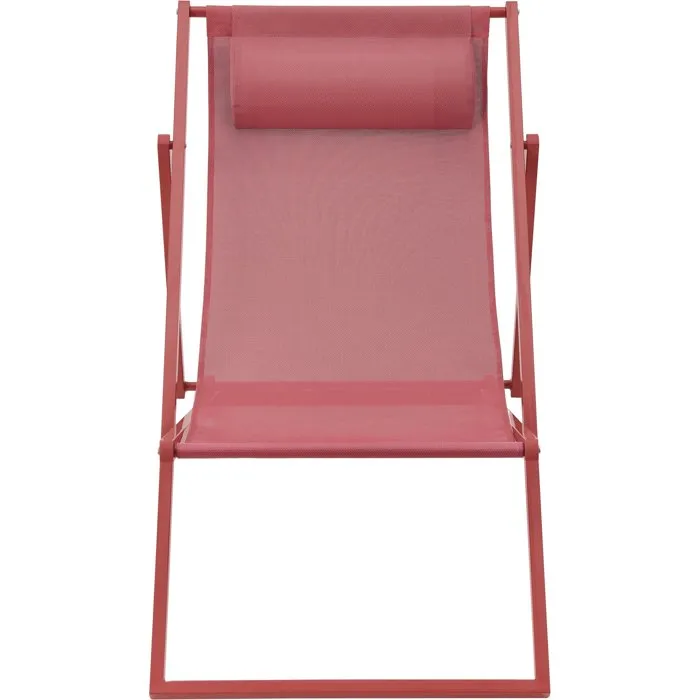 KAKI PAROS Chaise longue pliable de jardin, structure en acier, dimensions 63x104x85 cm, tissu Terracotta Textilene 2x1 - 5 kg