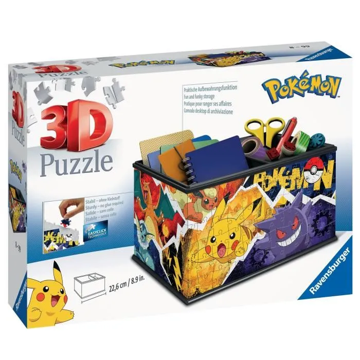 Ravensburger - Boîte de Rangement Pokémon Puzzle 3D en Plastique - 216 Pièces - Puzzle pour Enfants à Partir de 8 Ans (22,6 x 15,5 x 13,5 cm)