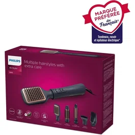 Philips BHA530/00 Brosse soufflante Brillance 1000 W avec technologie EHD, 2 vitesses, 3 températures et 5 accessoires incluant brosse plate et thermo-brosse