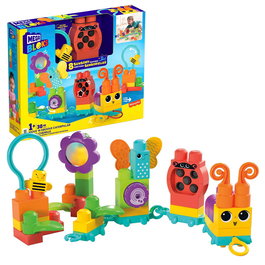 MEGA BLOKS - Train à Chenilles Hkn44 Mega Blocks - 30 Blocs Sensoriels de Construction - Jeu d'Éveil pour Enfants à Partir de 12 Mois