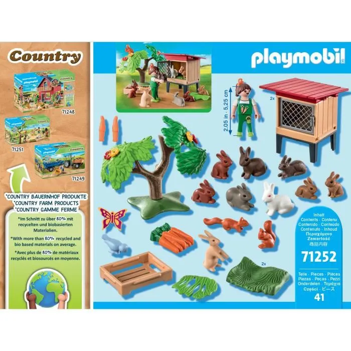 Playmobil 71252 Country La Ferme - Enfant avec enclos et lapins, set de 41 pièces, animaux de la ferme, jouet pour enfants dès 4 ans
