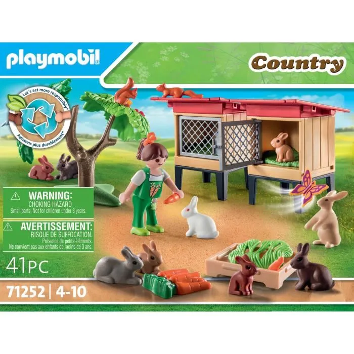 Playmobil 71252 Country La Ferme - Enfant avec enclos et lapins, set de 41 pièces, animaux de la ferme, jouet pour enfants dès 4 ans