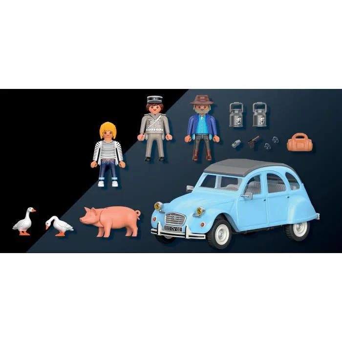 Playmobil 70640 - Voiture de Collection Citroën 2 CV Classic Cars avec 3 Personnages - Jouet Adulte
