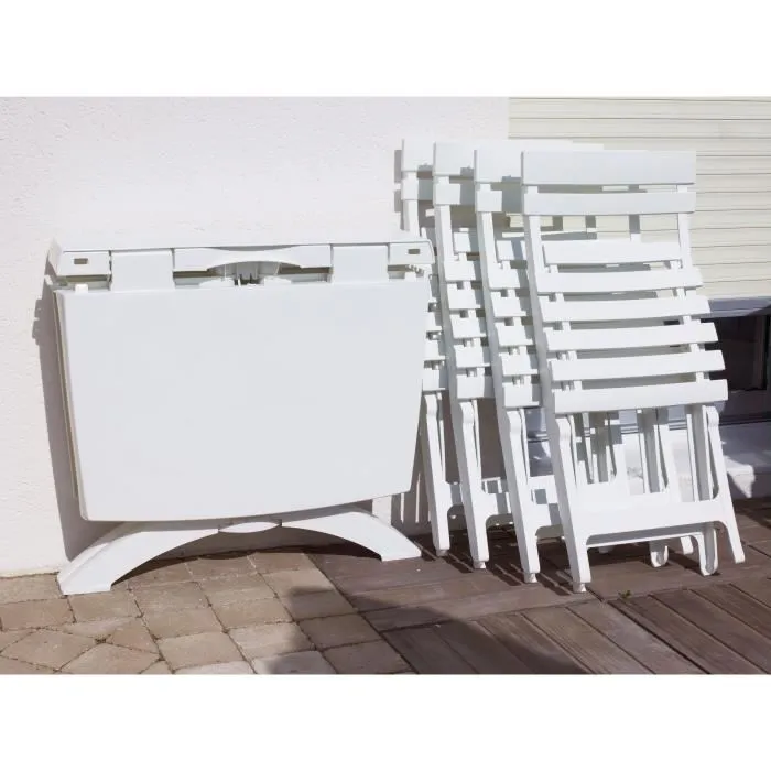 GROSFILLEX Chaise pliante Miami, blanche, résistante aux intempéries et aux UV, dimensions 42 x 50 x 80 cm
