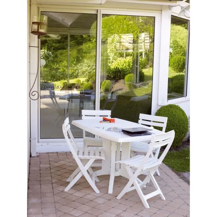 GROSFILLEX Chaise pliante Miami, blanche, résistante aux intempéries et aux UV, dimensions 42 x 50 x 80 cm