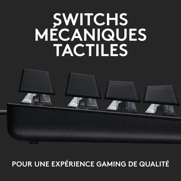 Logitech G G413 SE - Clavier gaming mécanique filaire AZERTY, rétroéclairé, anti-ghosting, format complet, noir avec châssis aluminium, compatible Windows et macOS