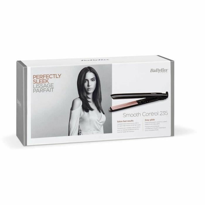 BaByliss Smooth Control 235 Lisseur Noir avec Plaques Extra-Longues en Quartz Céramique