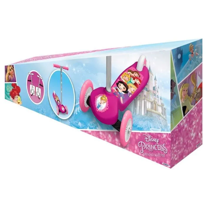 Stamp - Trottinette Disney Princesses Steering Twist 3 roues avec frein arrière - Pour filles à partir de 2 ans