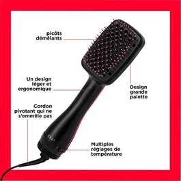 Revlon RVDR5212E3 Brosse Sèche-Lissante Salon One-Step - Sèche-cheveux et lissage, réglage de température, picots démêlants, garantie 2 ans