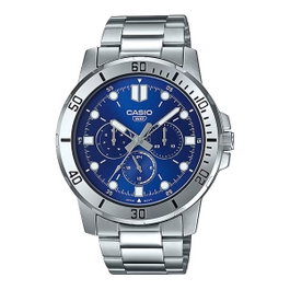 Casio MTP-VD300D-2EUDF avec cadran bleu et bracelet gris
