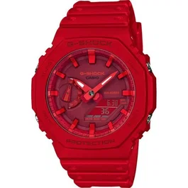 Casio G-Shock - Montre résistante aux chocs avec chronomètre 1/100 s et éclairage LED - Rouge
