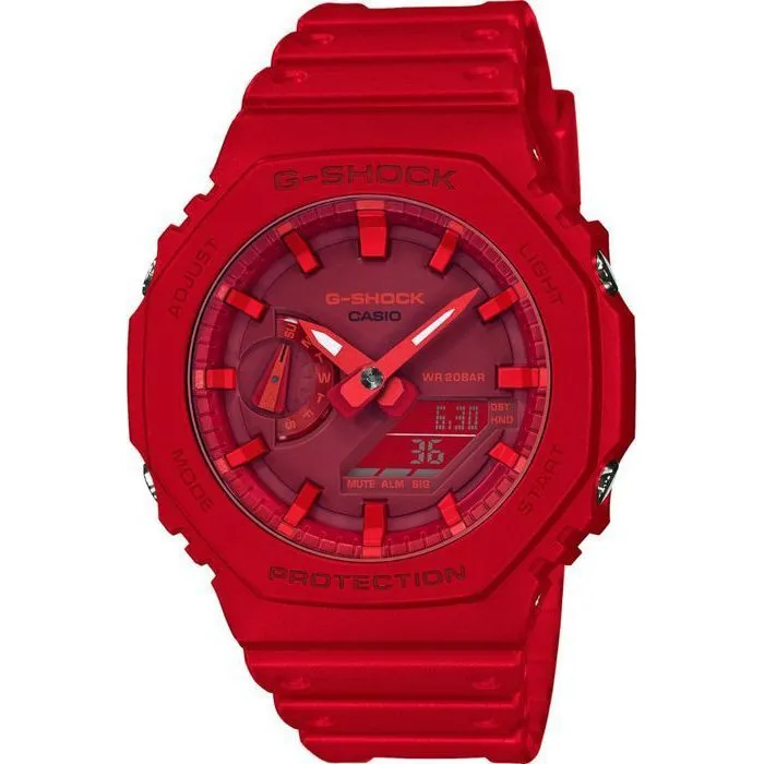 Casio G-Shock - Montre résistante aux chocs avec chronomètre 1/100 s et éclairage LED - Rouge