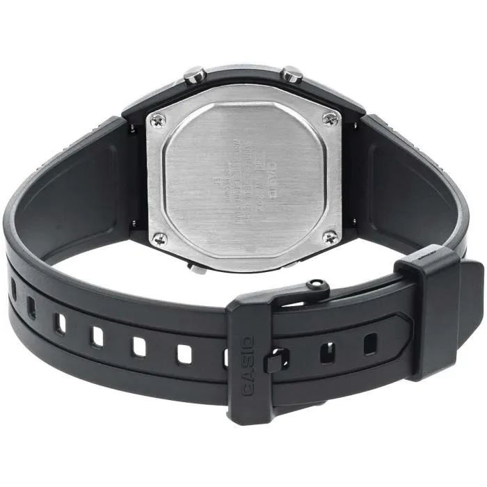 Casio Montre Mixte Vintage - Boîtier et Bracelet Résine Noir avec Éclairage LED, Chronomètre, Alarme et Étanchéité 5 Bar