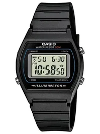 Casio Montre Mixte Vintage - Boîtier et Bracelet Résine Noir avec Éclairage LED, Chronomètre, Alarme et Étanchéité 5 Bar