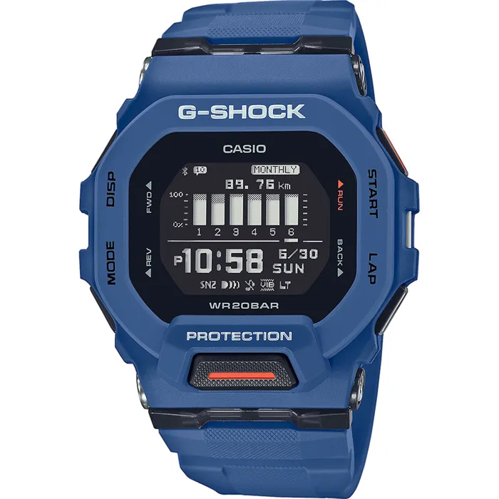 Casio G-SHOCK Montre de Sport Connectée Résistante aux Chocs Multifonctions - GPS Mobile, Chronomètre, Étanche 20 ATM - Bleu Casio G-SHOCK Montre de Sport Connectée Résistante aux Chocs Multifonctions - GPS Mobile, Chronomètre, Étanche 20 ATM - Bleu