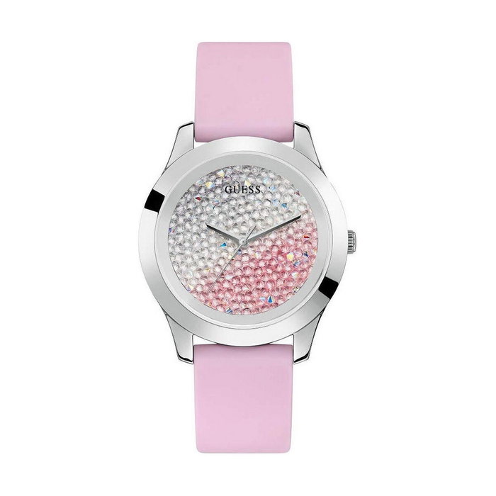 Guess W1223L1 avec bracelet rose et boîtier argenté Guess W1223L1 avec bracelet rose et boîtier argenté