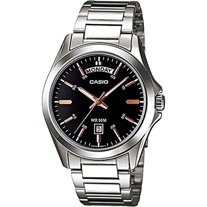 Montre Homme Casio DAY DATE Noir Argenté (Ø 35 mm) Montre Homme Casio DAY DATE Noir Argenté (Ø 35 mm)