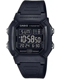 Casio W-800H-1BVES Montre digitale résistante à l'eau 10 bar, boîtier plastique noir 36 mm, bracelet plastique noir, boucle ardillon