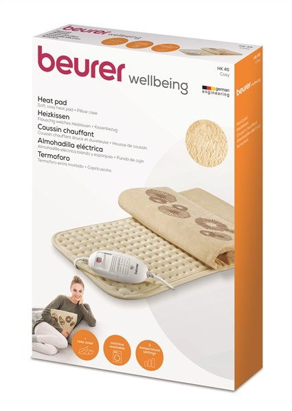 Beurer HK-45 Coussinet électronique chauffant pour détente musculaire - Surface douce, housse amovible et lavable - 33x44 cm