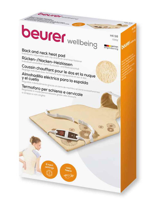 Beurer HK-58-LED Coussin chauffant électrique LED pour cervical et dorsal, taille 42x62 cm