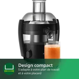 Philips HR1832/00 Centrifugeuse 500 W 1.5 L Noir - Extraction Haute Vitesse, Design Compact et Nettoyage Rapide en 1 Min