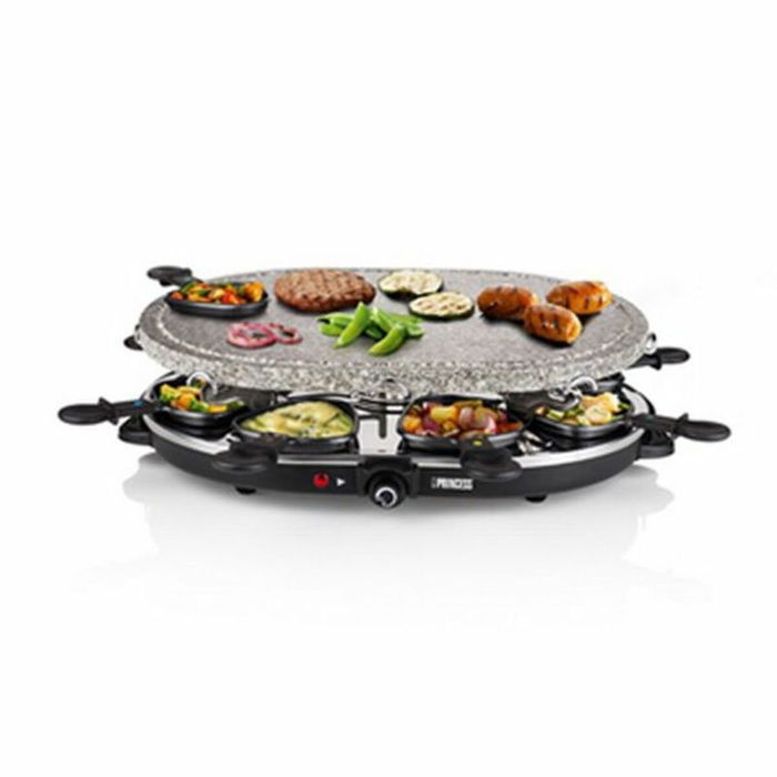 Raclette Princess 8 Oval Stone Grill Party Noir Gris