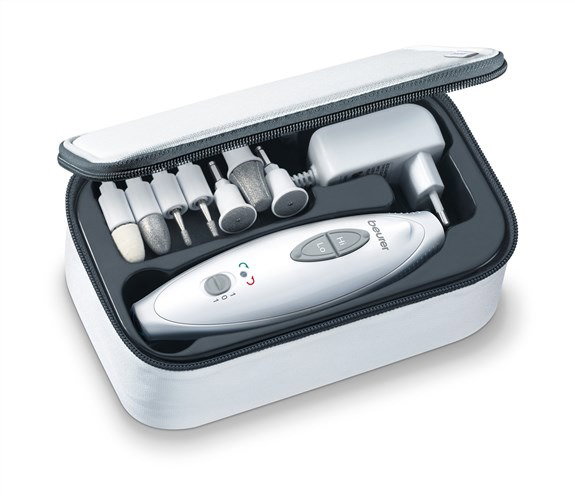 Beurer MP-41 - Appareil de Manucure et Pédicure Professionnel avec 7 Adaptateurs et Revêtement Saphir, 2 Vitesses, Rotation Réversible et LED