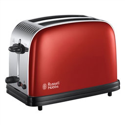 Russell Hobbs Tostador Colours Plus+ Rouge Référence 23330-56 - Tostador à technologie de tueste rapide, fonction lever et voir, bandeja recogemigas, calientapanecillos