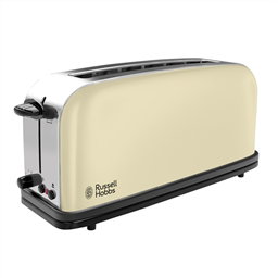 Russell Hobbs 21395-56 Tostador à fentes longues Classic Cream - Toasteur à réglage de cuisson, fonction pain surgelé et tiroir à miettes extractible