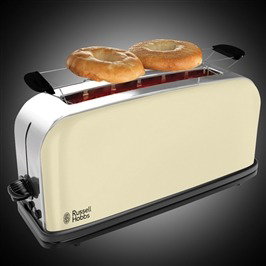 Russell Hobbs 21395-56 Tostador à fentes longues Classic Cream - Toasteur à réglage de cuisson, fonction pain surgelé et tiroir à miettes extractible