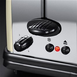 Russell Hobbs 21395-56 Tostador à fentes longues Classic Cream - Toasteur à réglage de cuisson, fonction pain surgelé et tiroir à miettes extractible