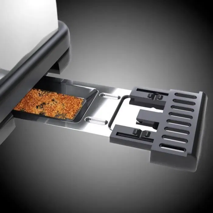 Russell Hobbs 21395-56 Grille-pain Long avec Fentes Longues, Contrôle de Brunissage et Design avec Accents Acier - Blanc