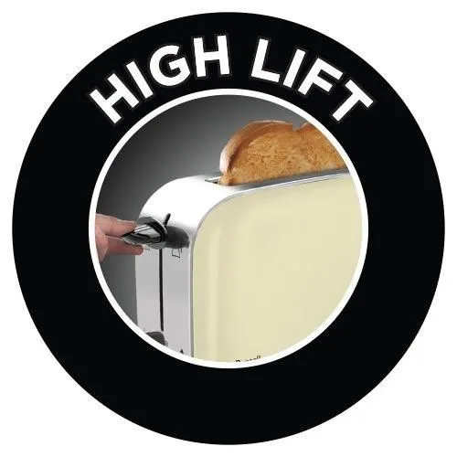 Russell Hobbs 21395-56 Grille-pain Long avec Fentes Longues, Contrôle de Brunissage et Design avec Accents Acier - Blanc